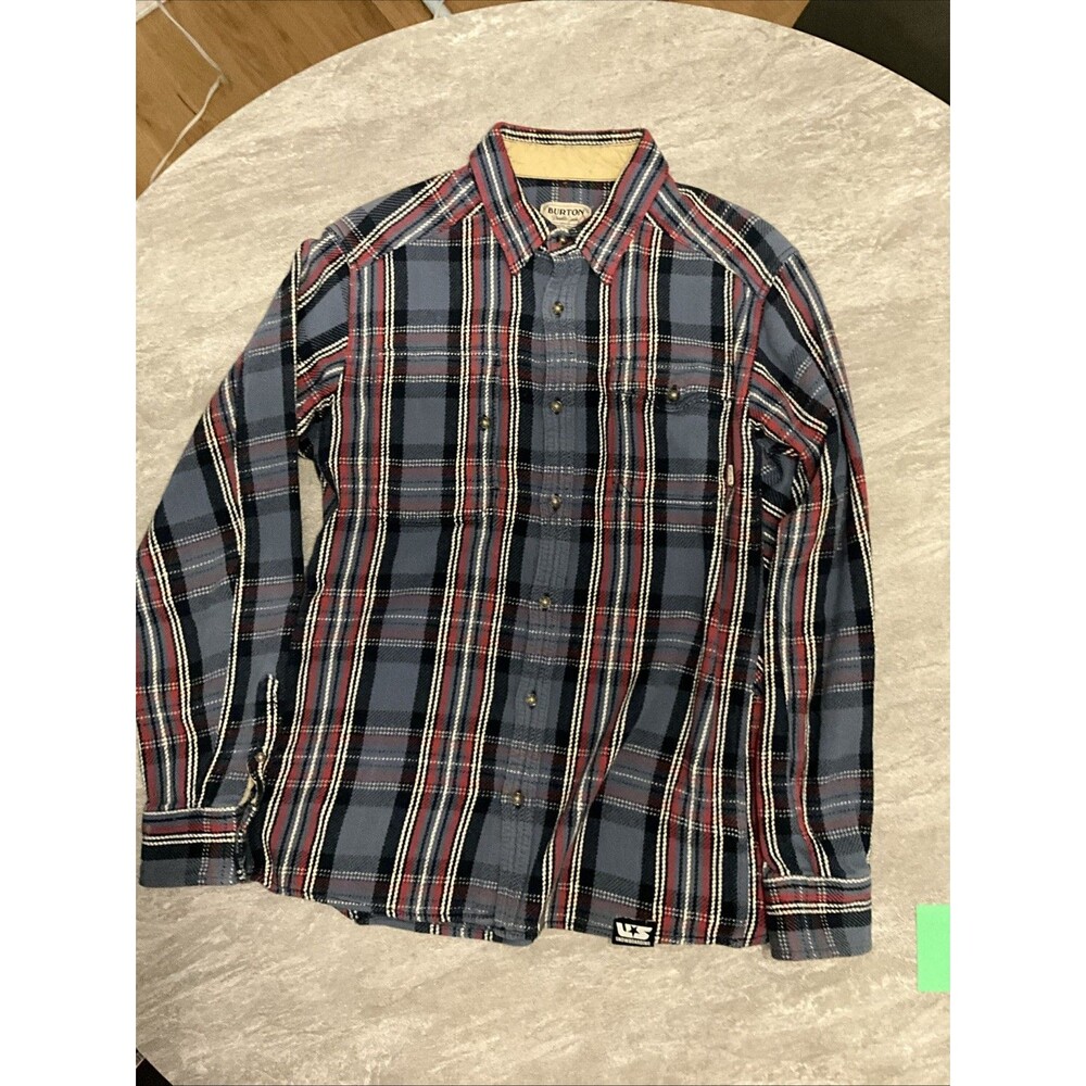 Burton Men Heavy Flannel Shirt Blue/Red Plaid  Snowboard Outdoor Durable Warm L